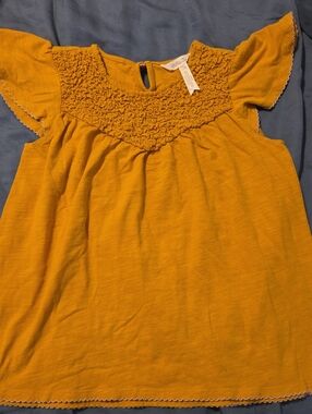 Matilda Jane Mustard Smocked Flutter Sleeve Girls Top